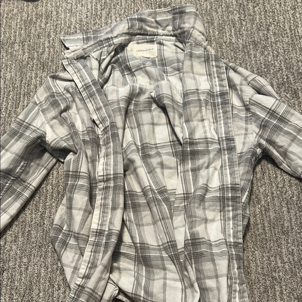Aeropostale Gray Blazer Classic Plaid Design